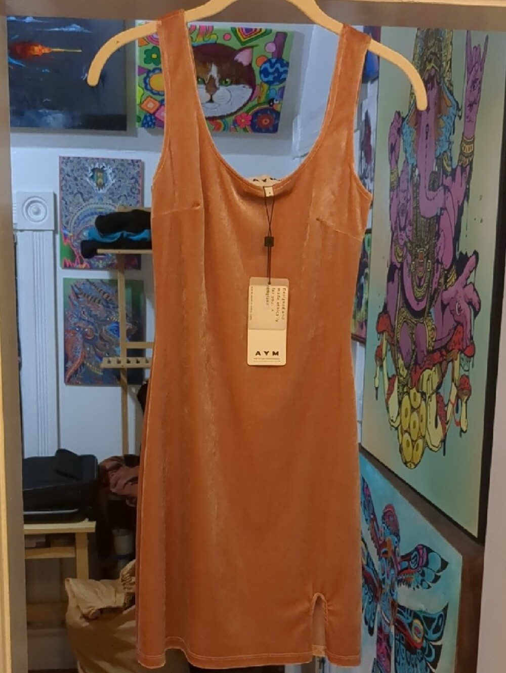 AYM Paxton Mini Dress In Pink Velvet - Picture 5 of 8